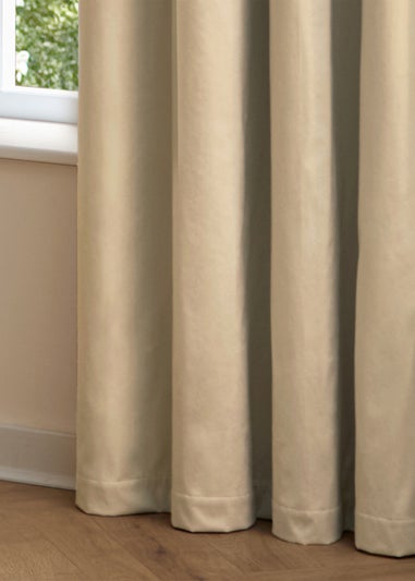 Furn The Ultimate Velvet Room Darkening Pencil Pleat Curtain Pair Natural
