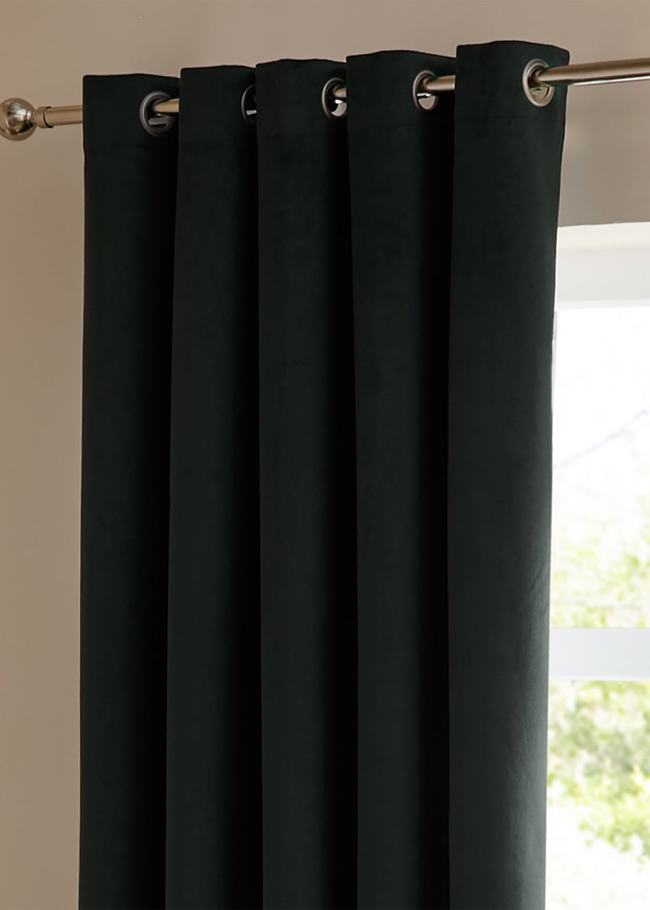 Furn The Ultimate Velvet Room Darkening Eyelet Curtain Pair Black