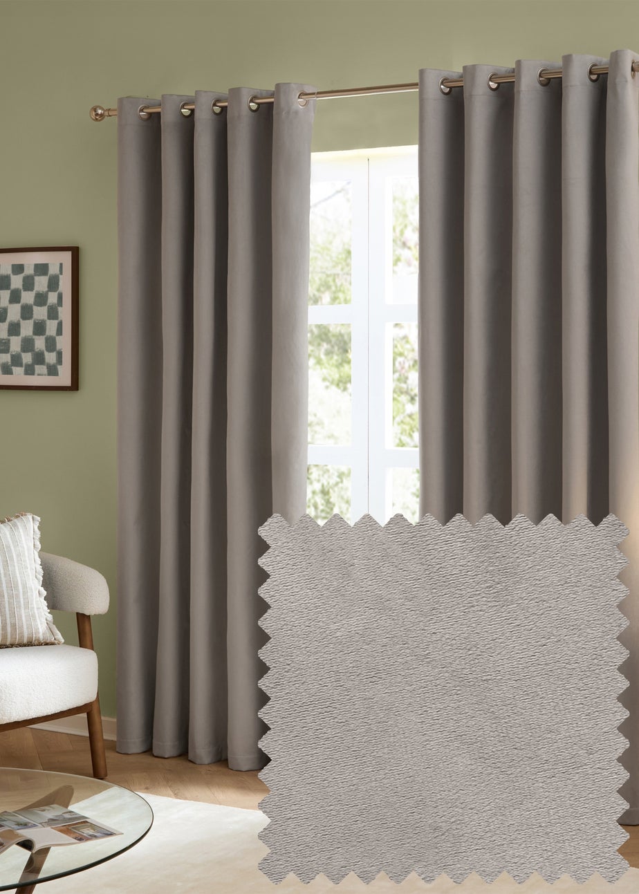 Furn The Ultimate Velvet Room Darkening Eyelet Curtain Pair Silver