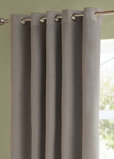 Furn The Ultimate Velvet Room Darkening Eyelet Curtain Pair Silver