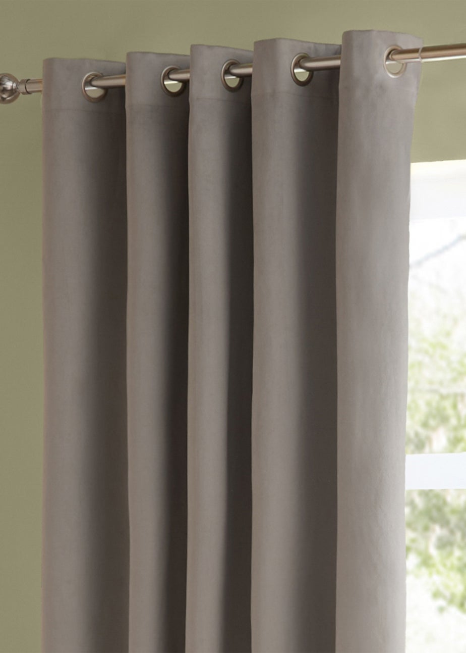 Furn The Ultimate Velvet Room Darkening Eyelet Curtain Pair Silver