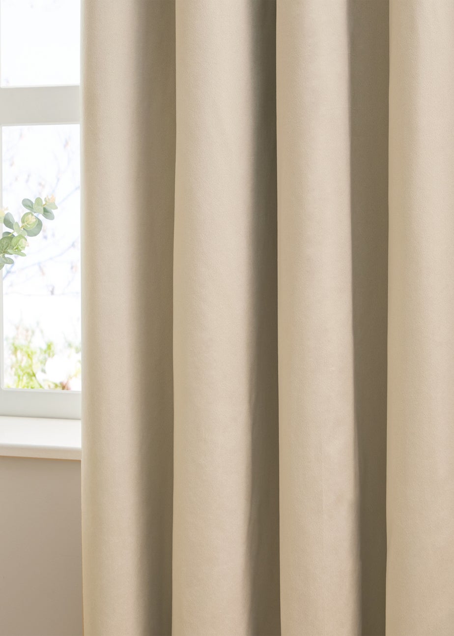 Furn The Ultimate Velvet Room Darkening Eyelet Curtain Pair Natural