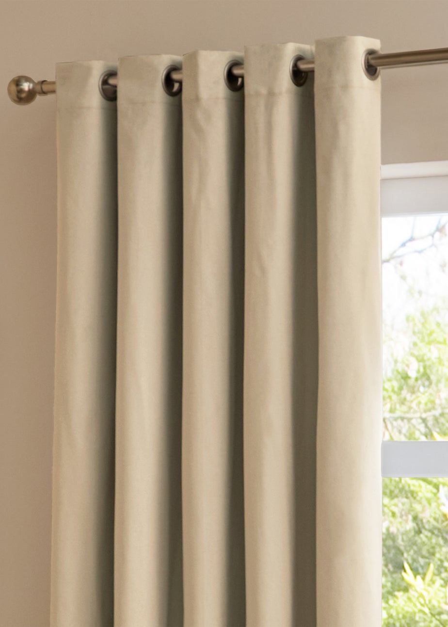 Furn The Ultimate Velvet Room Darkening Eyelet Curtain Pair Natural