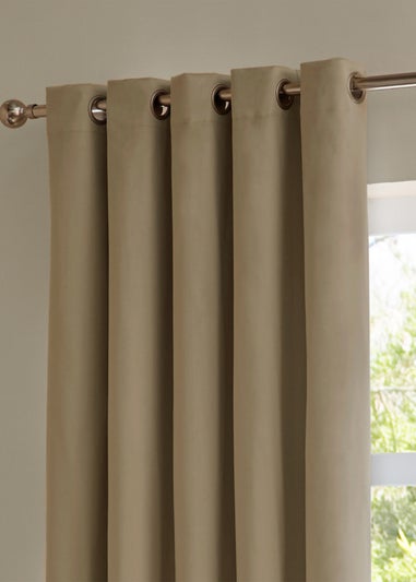 Furn The Ultimate Velvet Room Darkening Eyelet Curtain Pair Mocha