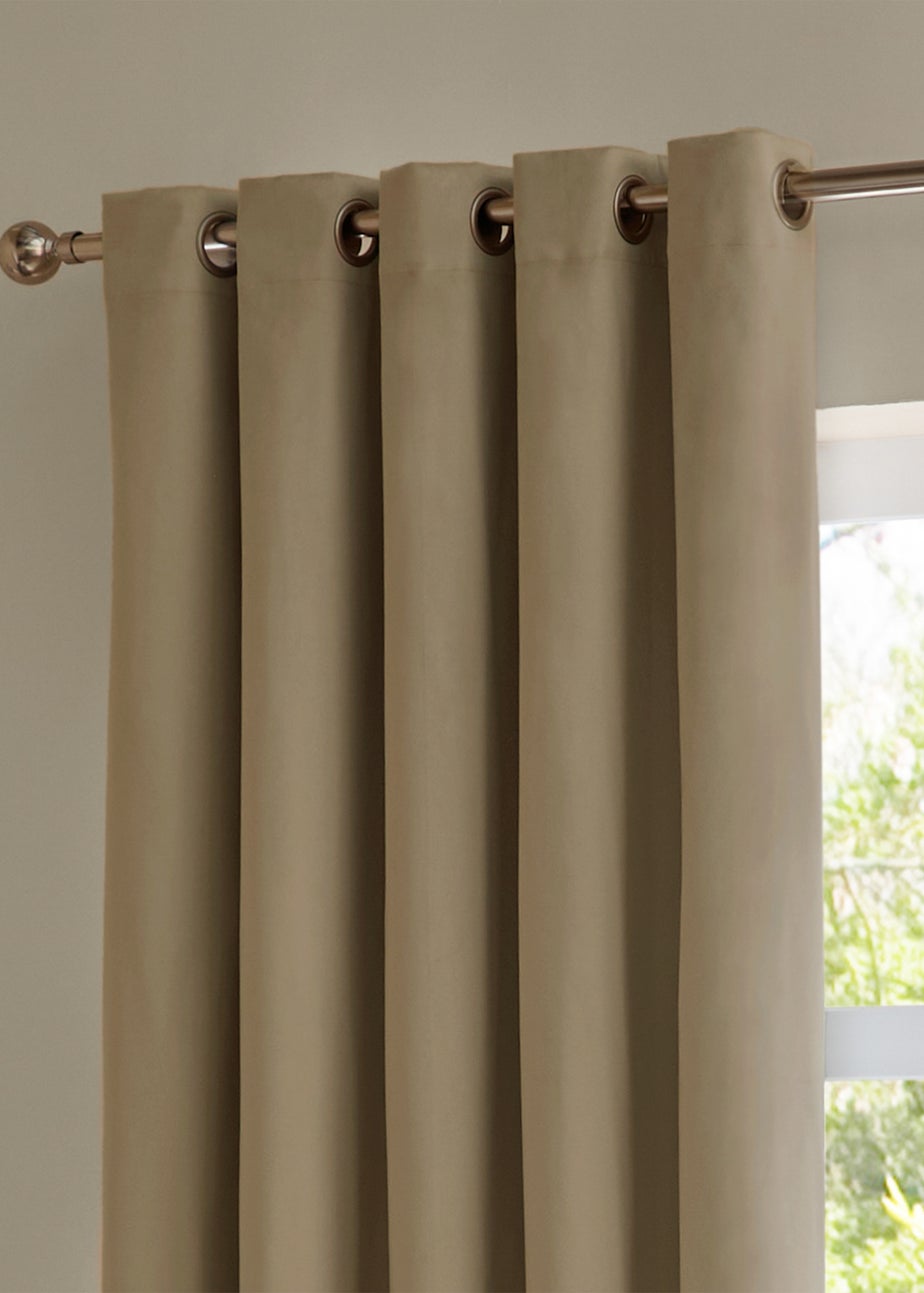 Furn The Ultimate Velvet Room Darkening Eyelet Curtain Pair Mocha
