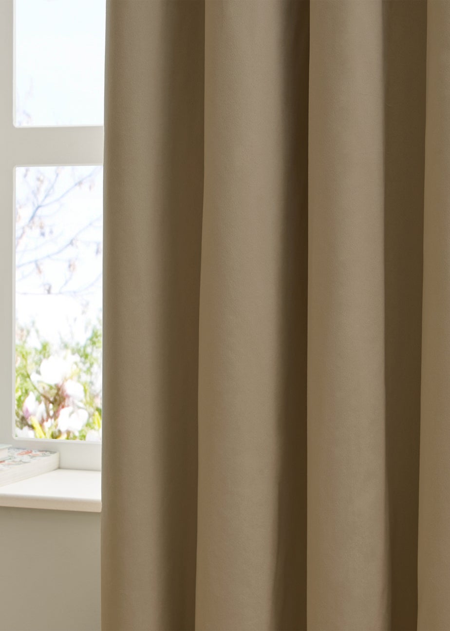 Furn The Ultimate Velvet Room Darkening Eyelet Curtain Pair Mocha