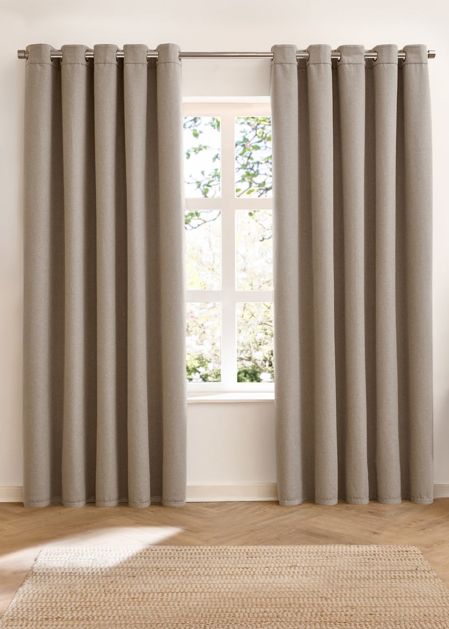 Furn Verso Reversible Suede-look Blackout Eyelet Curtain Pair Charcoal