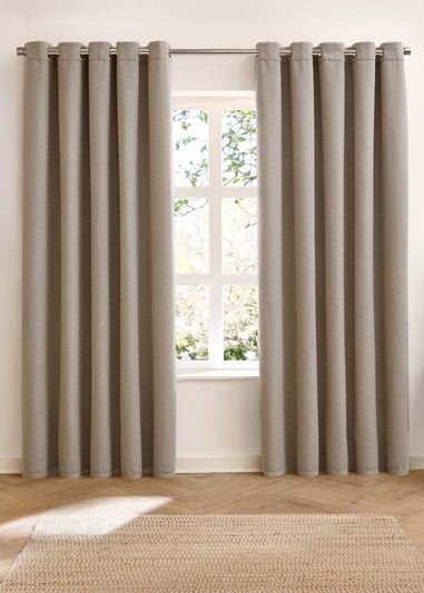 Furn Verso Reversible Suede-look Blackout Eyelet Curtain Pair Charcoal