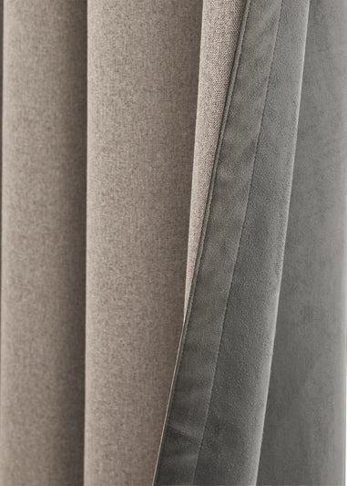 Furn Verso Reversible Suede-look Blackout Eyelet Curtain Pair Charcoal