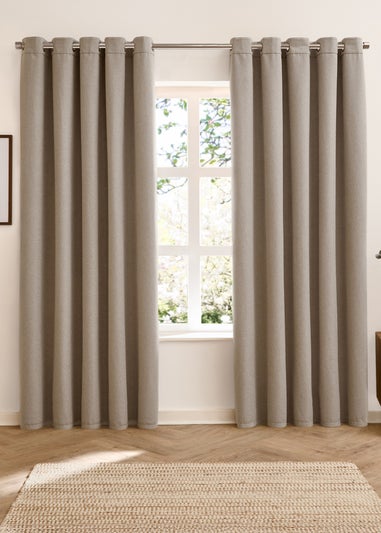 Furn Verso Reversible Suede-look Blackout Eyelet Curtain Pair Petrol