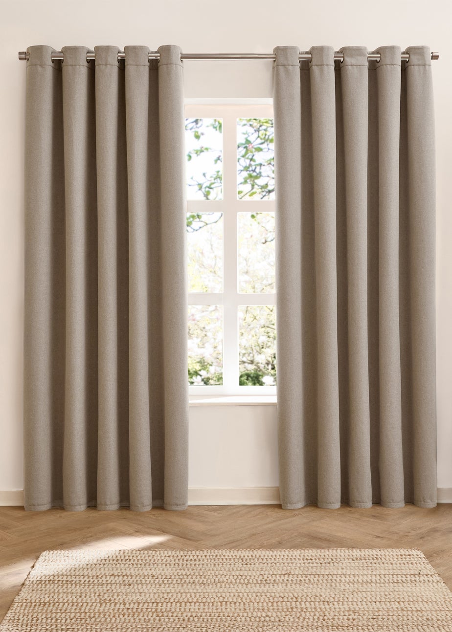 Furn Verso Reversible Suede-look Blackout Eyelet Curtain Pair Cinnamon