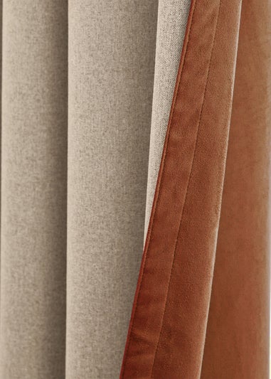 Furn Verso Reversible Suede-look Blackout Eyelet Curtain Pair Cinnamon
