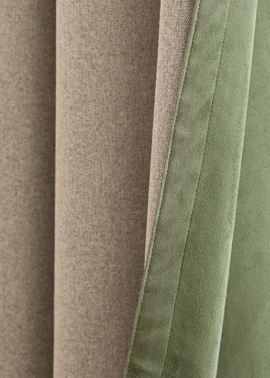 Furn Verso Reversible Suede-look Blackout Eyelet Curtain Pair Green