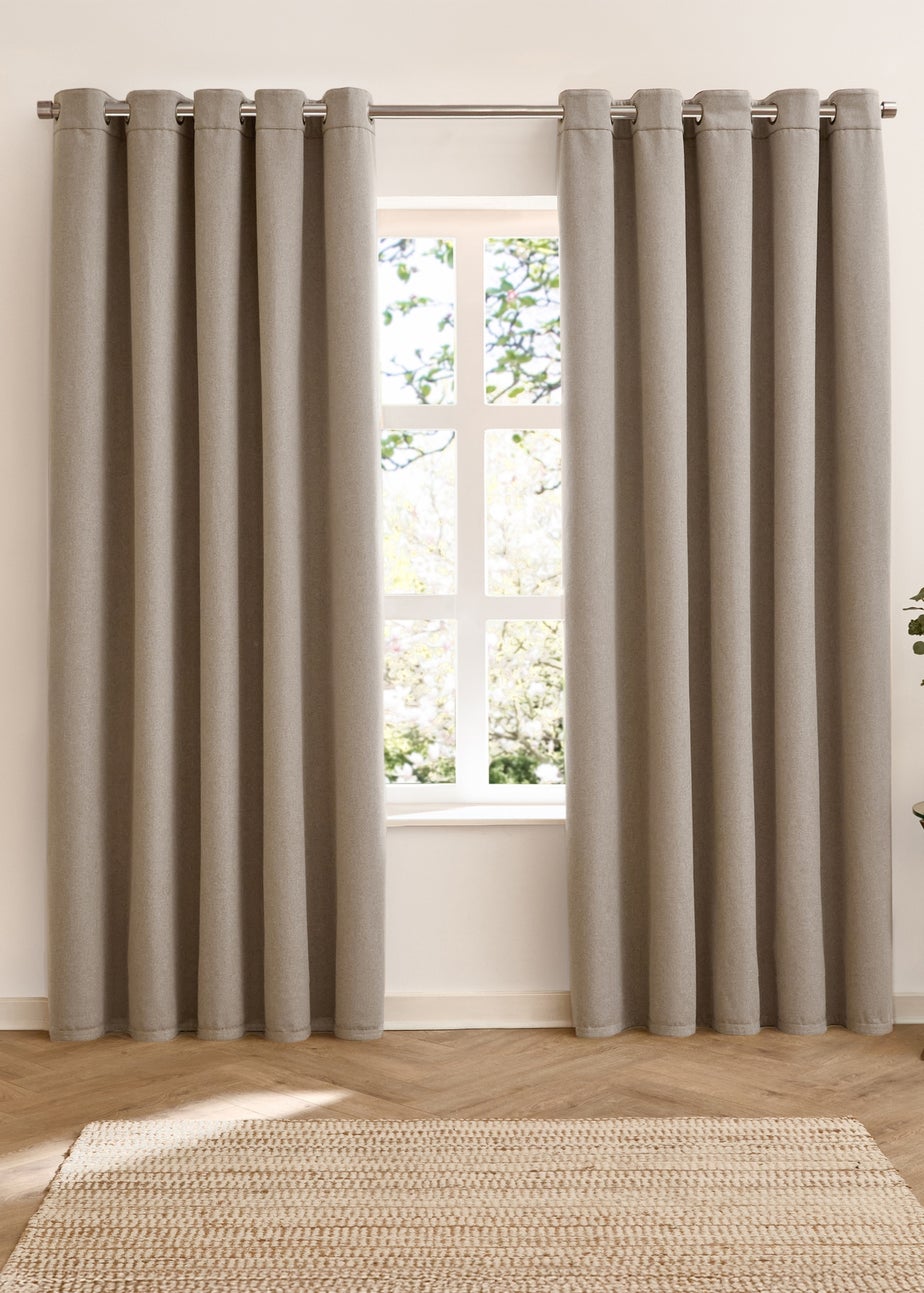 Furn Verso Reversible Suede-look Blackout Eyelet Curtain Pair Green