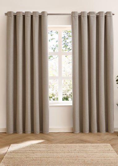 Furn Verso Reversible Suede-look Blackout Eyelet Curtain Pair Green