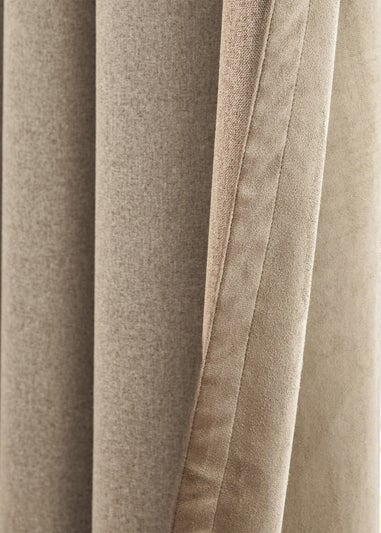 Furn Verso Reversible Suede-look Blackout Eyelet Curtain Pair Mocha