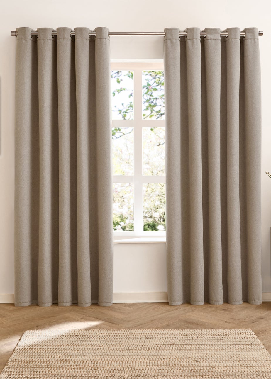 Furn Verso Reversible Suede-look Blackout Eyelet Curtain Pair Mocha