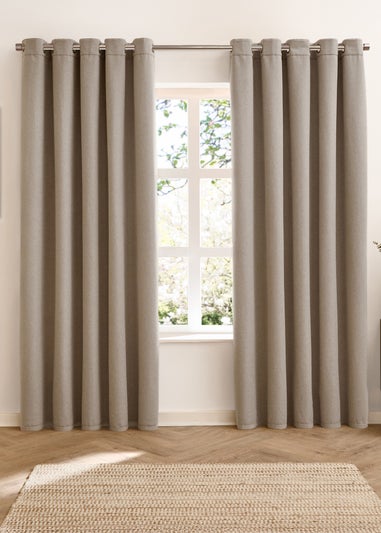 Furn Verso Reversible Suede-look Blackout Eyelet Curtain Pair Mocha