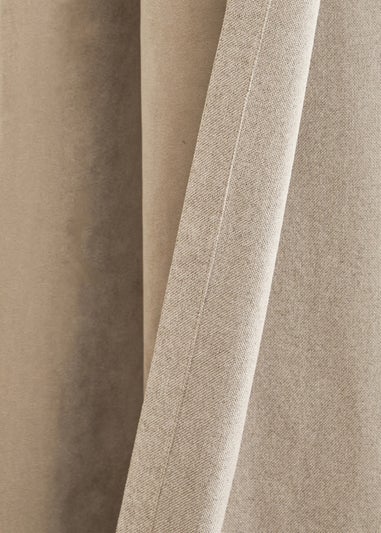 Furn Verso Reversible Suede-look Blackout Eyelet Curtain Pair Mocha