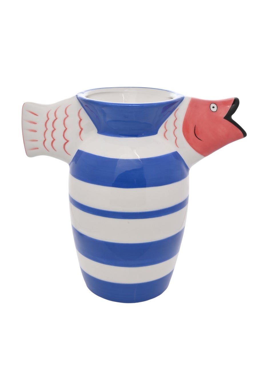 Hestia Multi-coloured Fish Striped Deco Vase