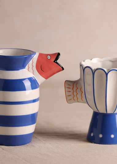 Hestia Multi-coloured Fish Striped Deco Vase