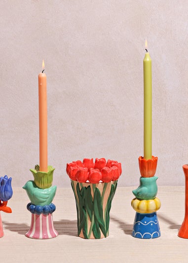 Hestia Orange Flower Candle Holder