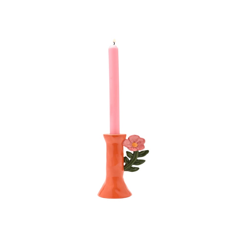 Hestia Orange Flower Candle Holder