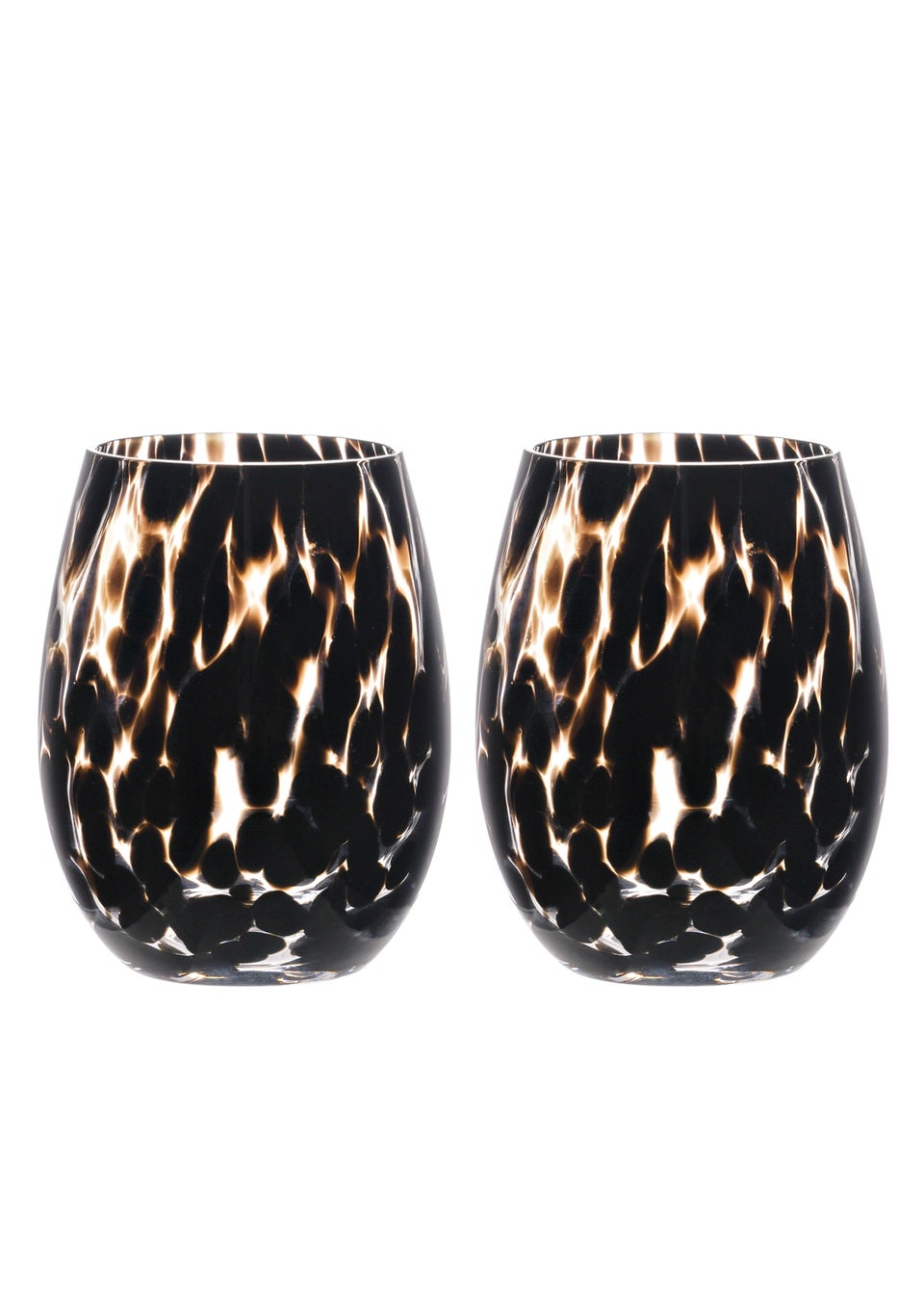 Hestia Set of 2 Dark Brown Tortoise Shell Tumbler Glasses