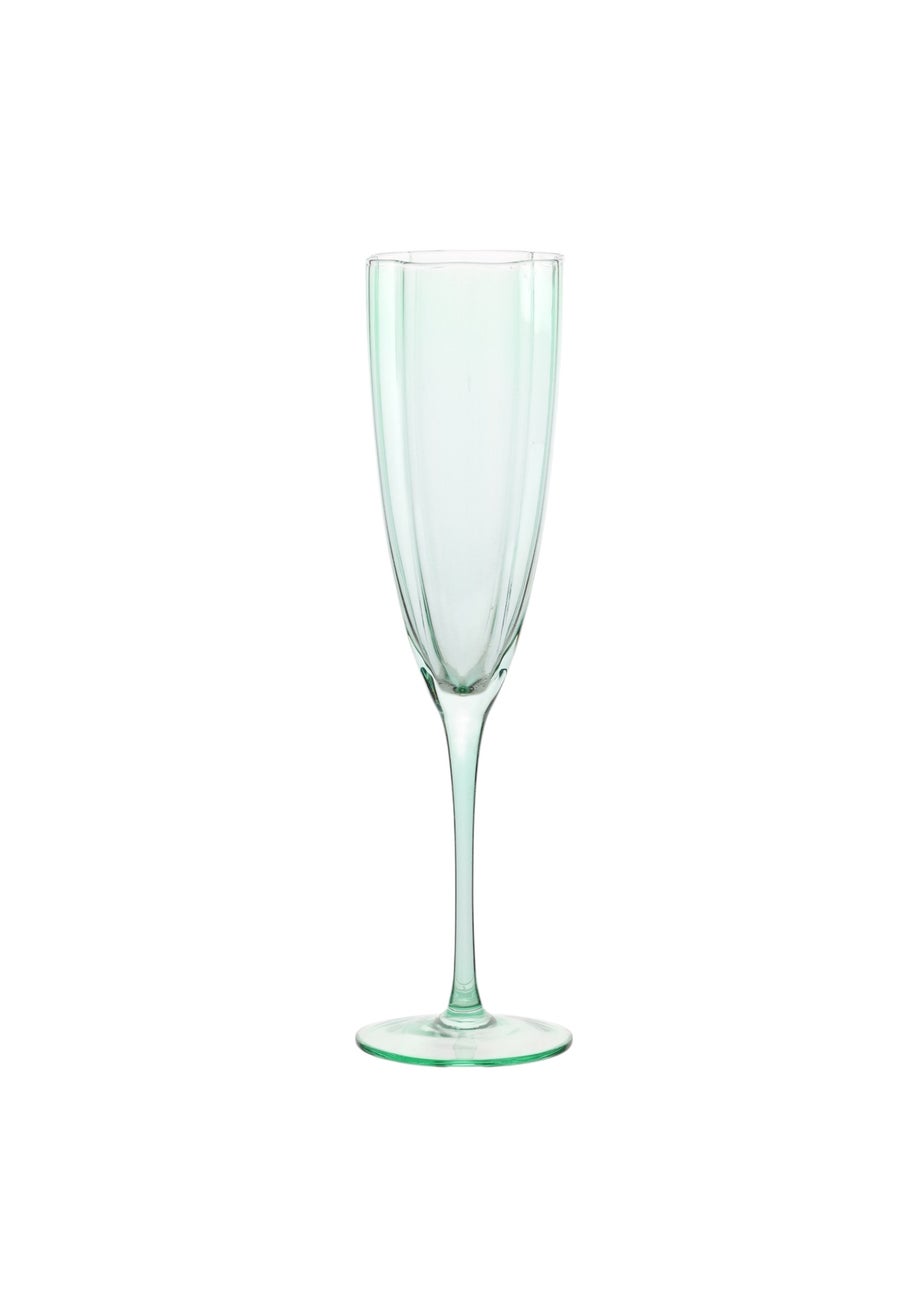 Hestia Set of 2 Scallop Champagne Glasses Green