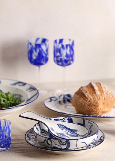 Hestia Blue Oval Plate Octopus Design