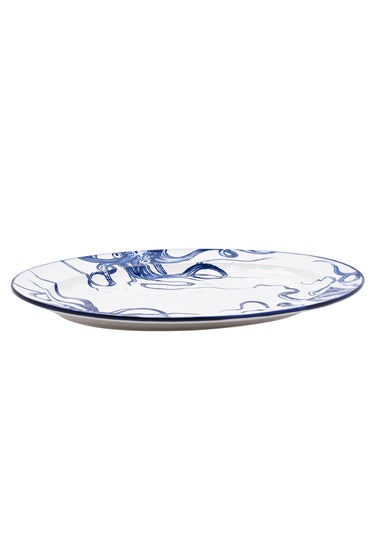 Hestia Blue Oval Plate Octopus Design