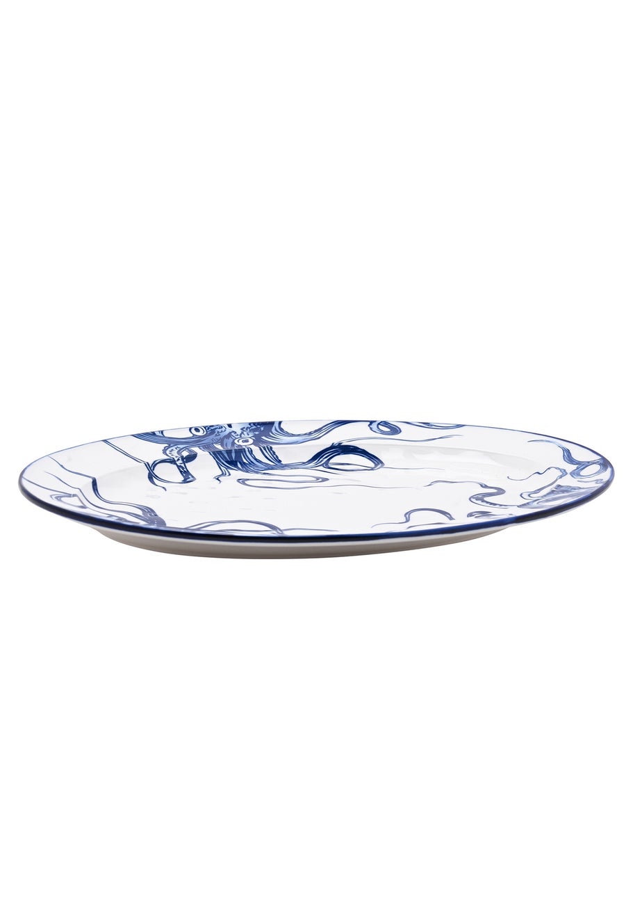 Hestia Blue Oval Plate Octopus Design