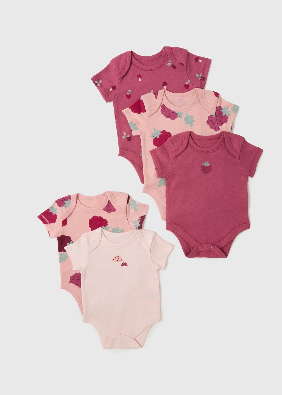 5 Pack Baby Pink Raspberry Bodysuits (Newborn-23mths)