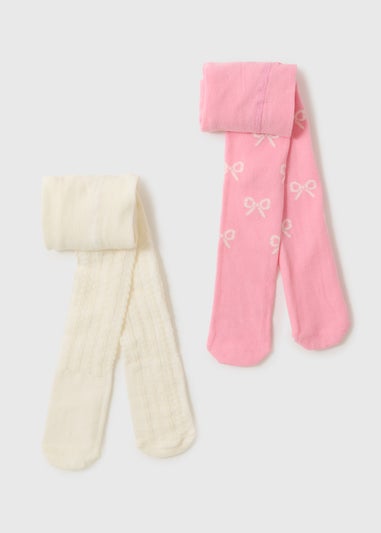 2 Pack Baby Cream Bow Tights (Newborn-23mths)