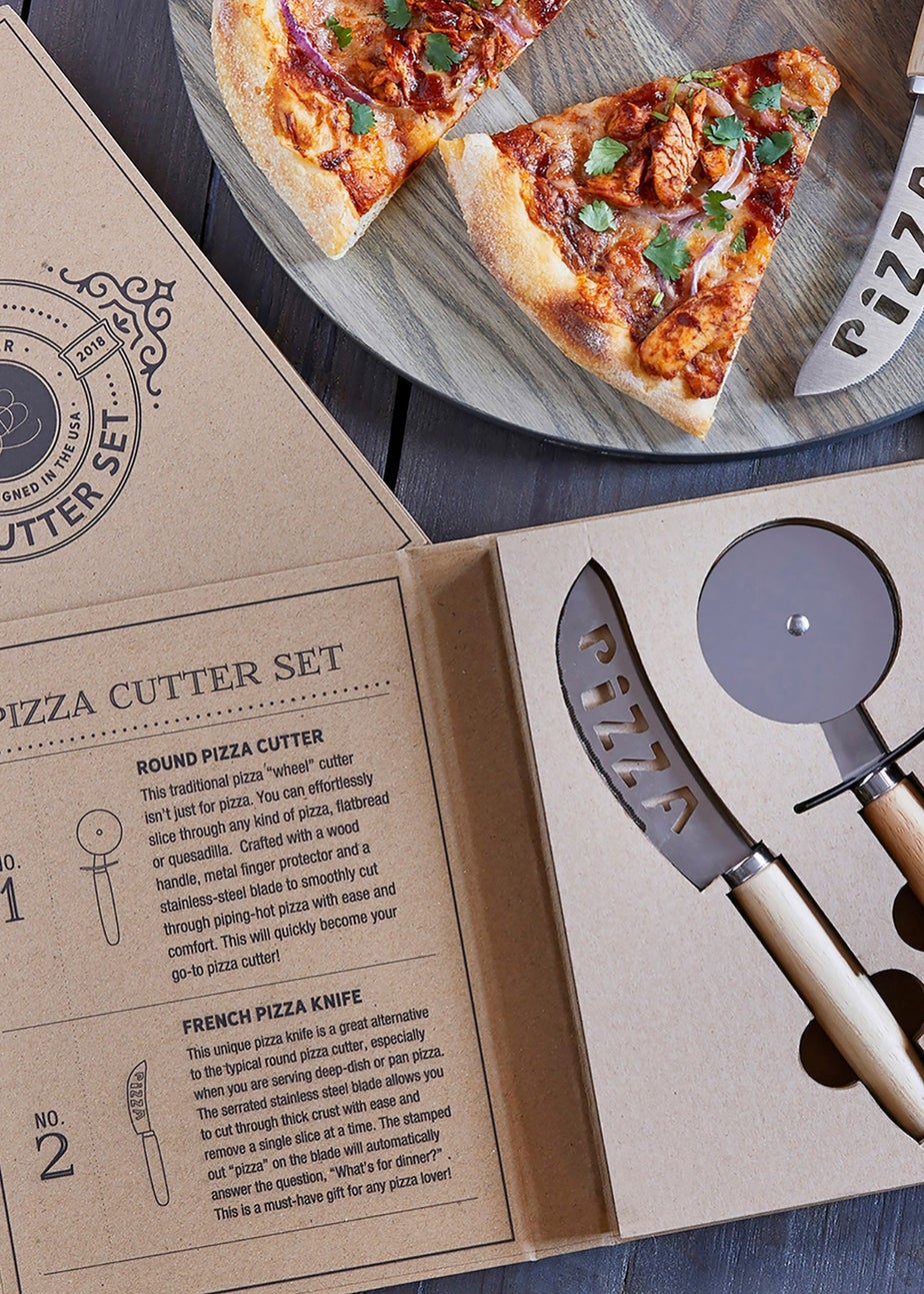 Santa Barbara Silver Pizza Cutter Gift Set