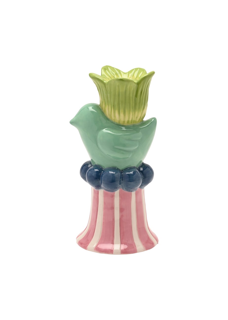 Hestia Bird & Green Flower Candle Holder