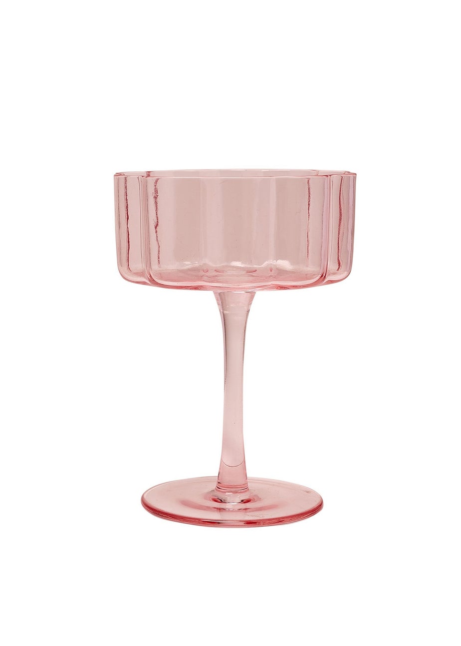 Hestia Bright Pink Scalloped Martini Glasses Set of 2