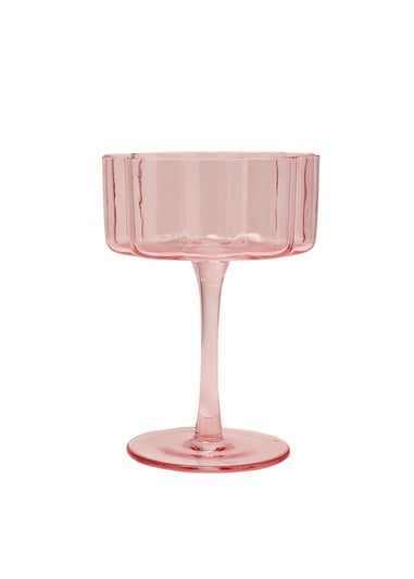 Hestia Bright Pink Scalloped Martini Glasses Set of 2