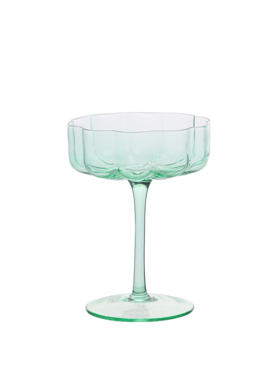 Hestia Green Scallop Saucer Glasses Set of 2