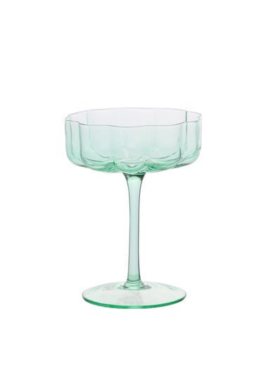 Hestia Green Scallop Saucer Glasses Set of 2