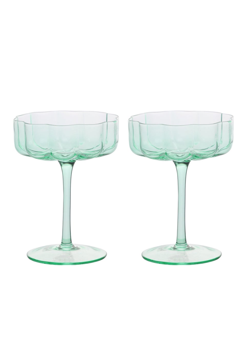 Hestia Green Scallop Saucer Glasses Set of 2
