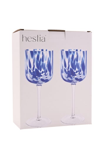 Hestia Blue Tortoise Shell Wine Glasses Set of 2