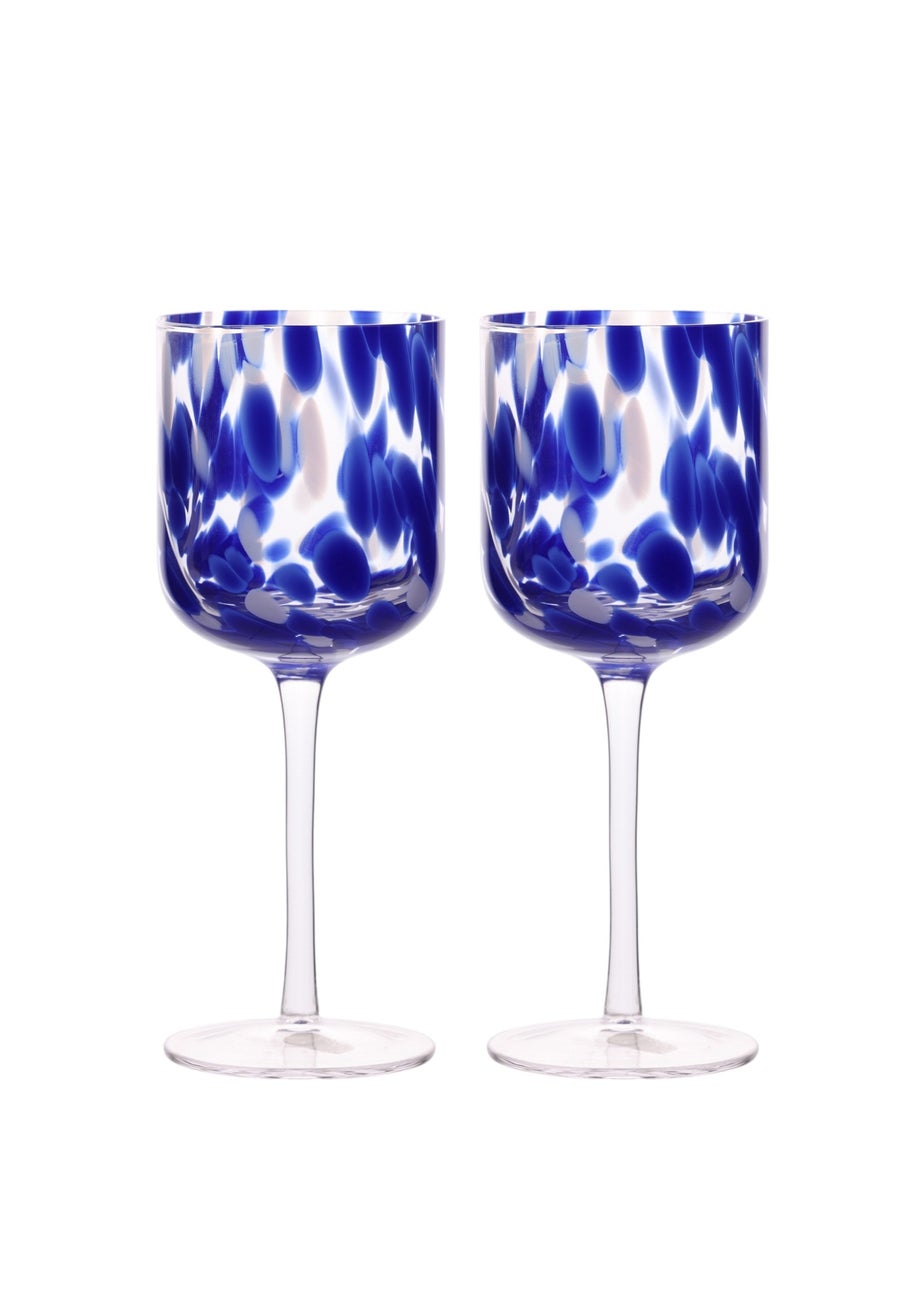 Hestia Blue Tortoise Shell Wine Glasses Set of 2