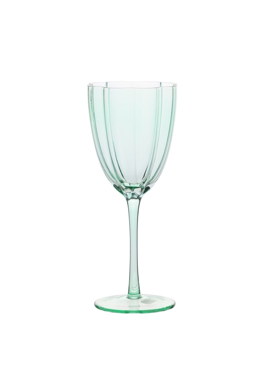 Hestia Scallop Wine Glasses Green Set of 2