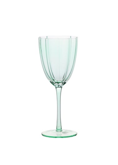 Hestia Scallop Wine Glasses Green Set of 2