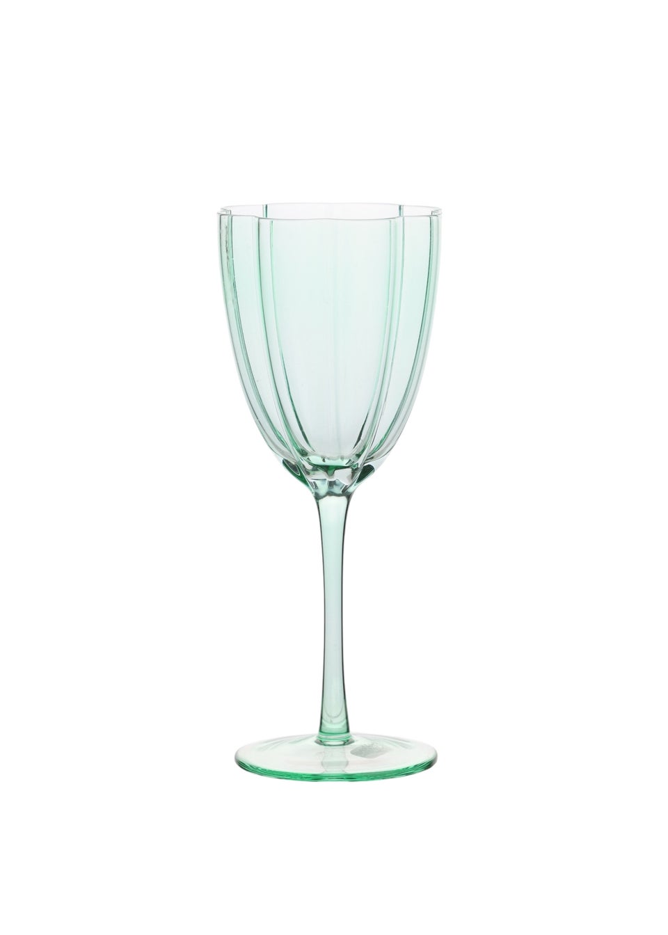 Hestia Scallop Wine Glasses Green Set of 2