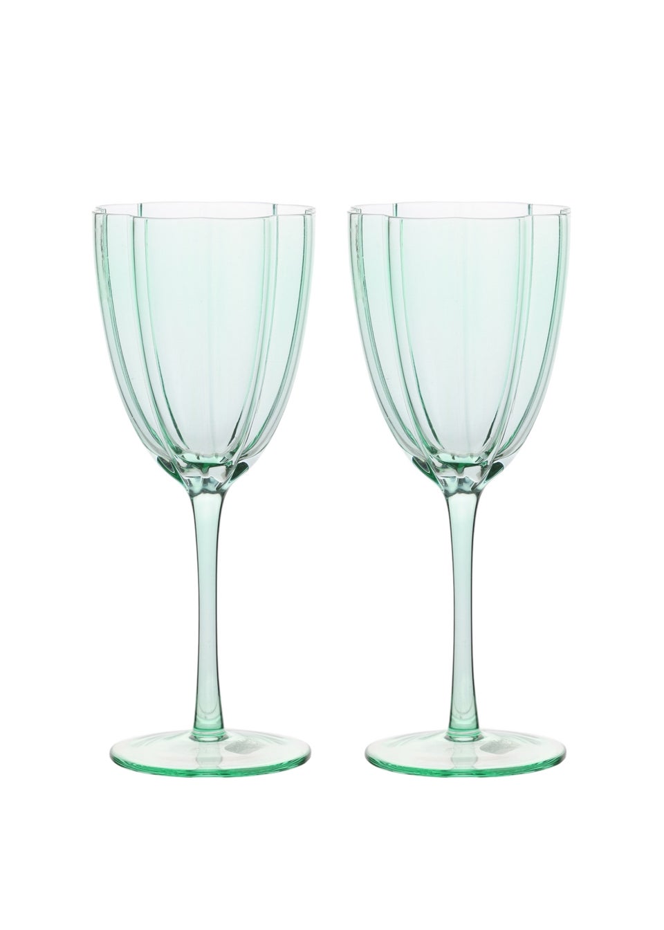 Hestia Scallop Wine Glasses Green Set of 2