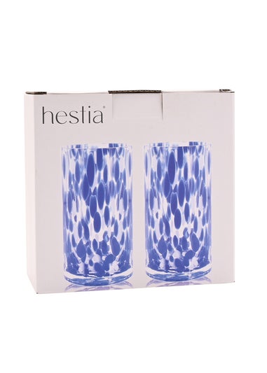 Hestia Blue Tortoise Shell Hi Ball Glasses Set of 2