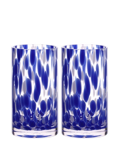 Hestia Blue Tortoise Shell Hi Ball Glasses Set of 2