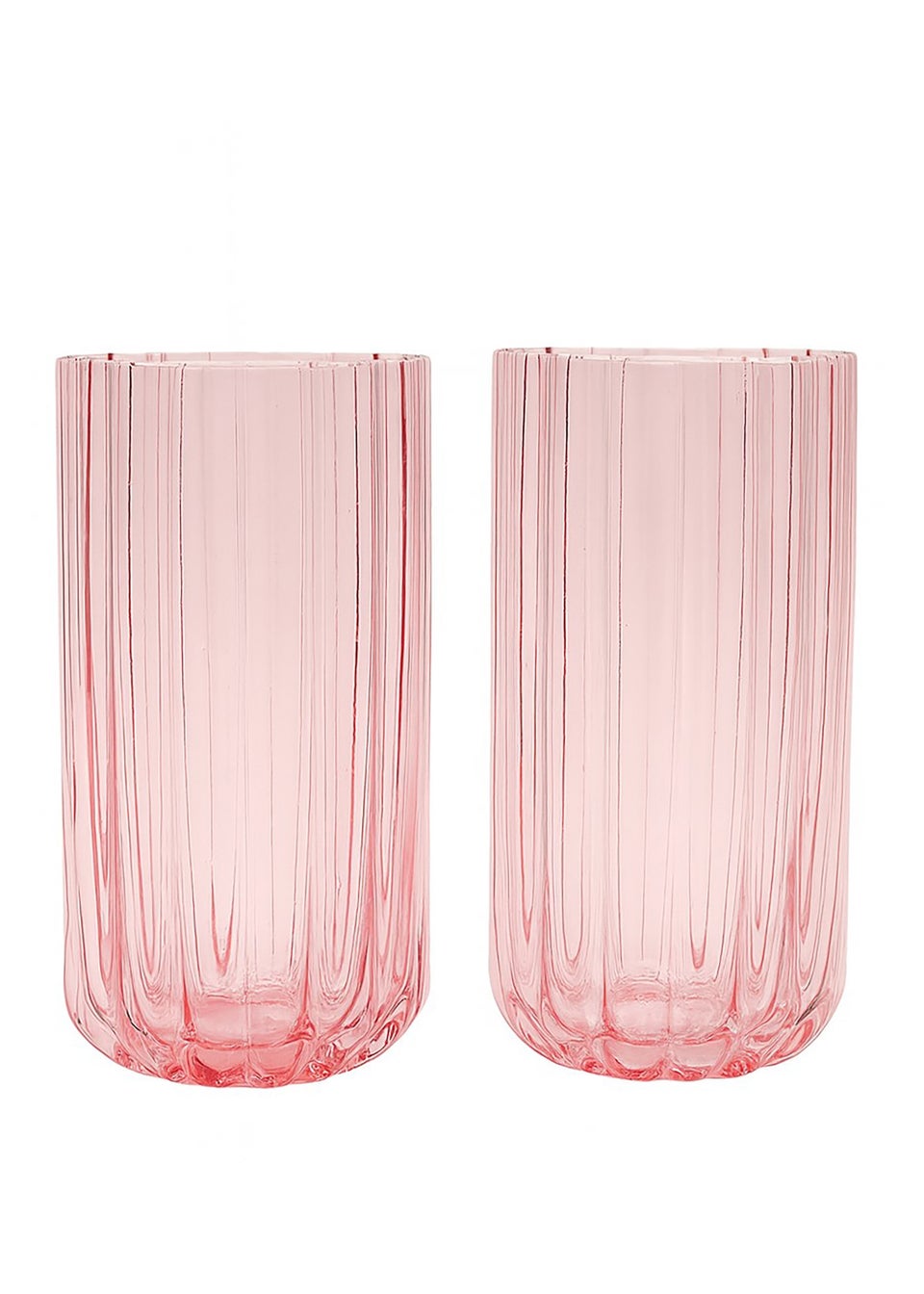 Hestia Bright Pink Scalloped Glass Tumblers Large Set of 2